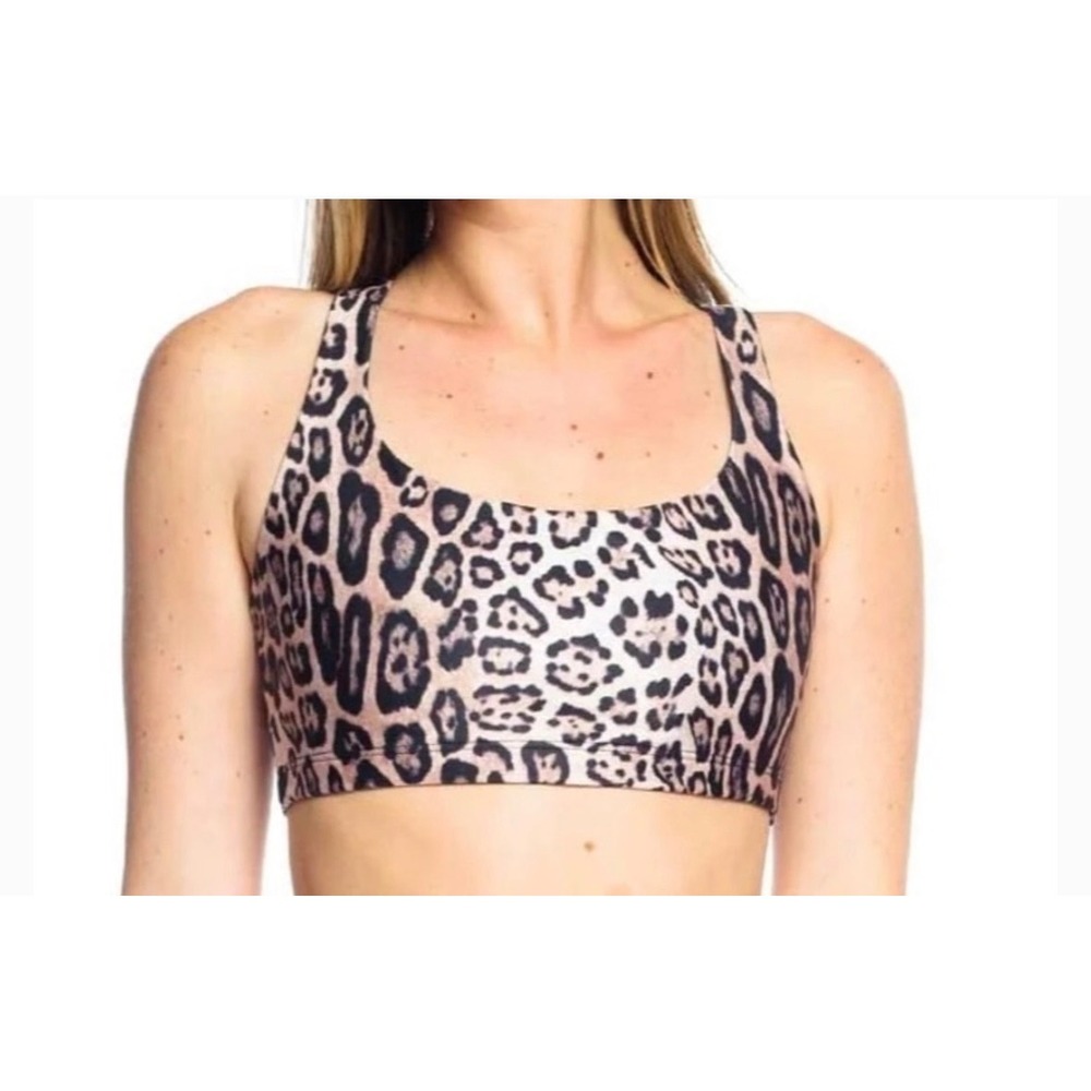 ONZIE Leopard Print Strappy Back Sports Bra - M/L